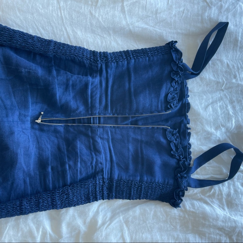 Reformation Navy Linen Dress Size 6 - Picture 7 of 8